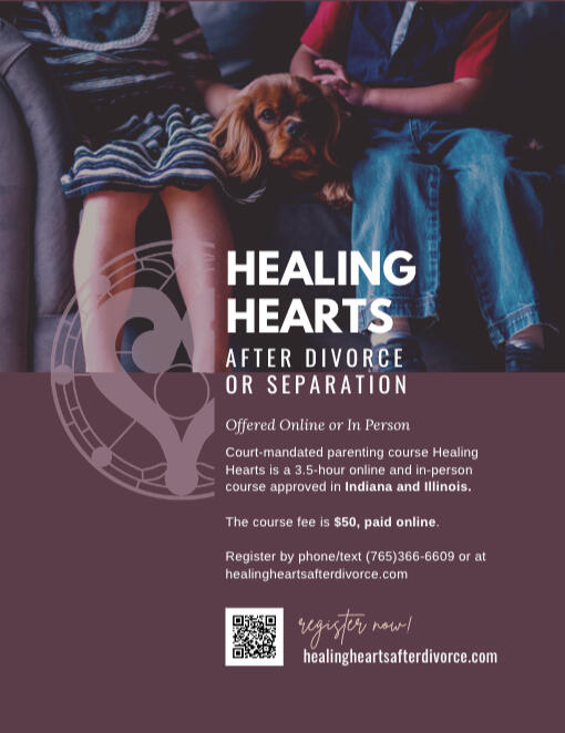 Full color poster promoting healingheartsafterdivorce.com